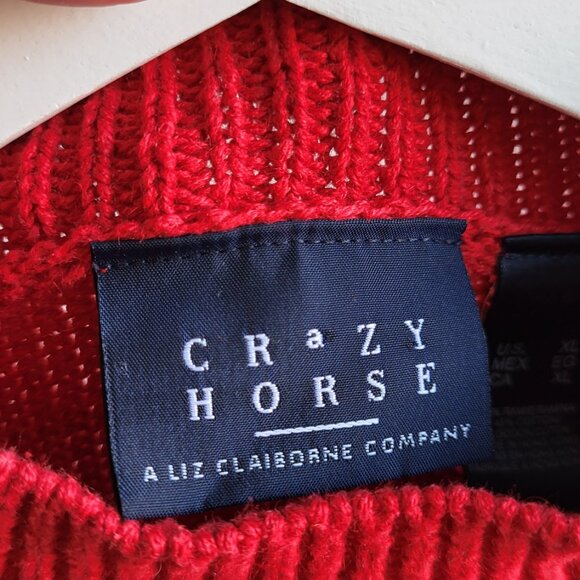 Vintage Crazy Horse by Liz Claiborne Patchwork Knit Sweater – L-XL - Picture 5 of 8